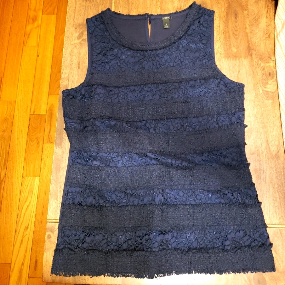 J. Crew Navy textured top